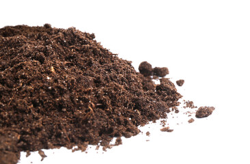 Pile of fresh soil isolated on white