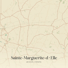 Fototapeta premium Vintage map of Sainte-Marguerite-d'Elle, France.