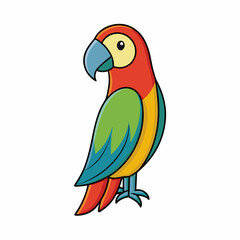 Elegant Parrot Bird Icon White Background Vector.