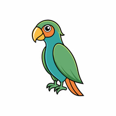 Elegant Parrot Bird Icon White Background Vector.