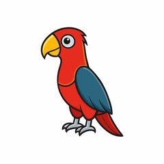 Elegant Parrot Bird Icon White Background Vector.
