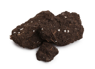 Piles of fresh soil isolated on white