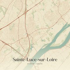 Fototapeta premium Vintage map of Sainte-Luce-sur-Loire, France.