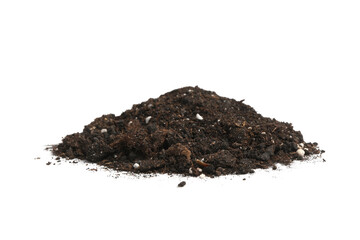 Pile of fresh soil isolated on white
