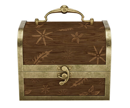 3d rendering cofre de madera 