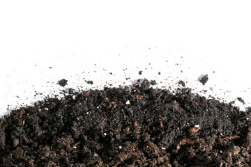 Pile of fresh soil isolated on white