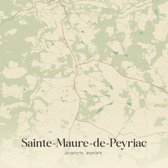 Fototapeta premium Vintage map of Sainte-Maure-de-Peyriac, France.