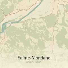 Fototapeta premium Vintage map of Sainte-Mondane, France.