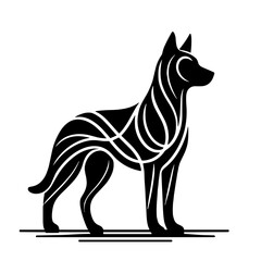 Obraz premium Stylized black dog silhouette standing against a simple background