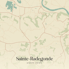 Fototapeta premium Vintage map of Sainte-Radegonde, France.