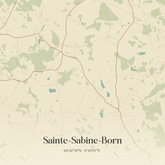 Fototapeta premium Vintage map of Sainte-Sabine-Born, France.
