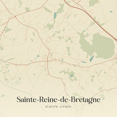 Fototapeta premium Vintage map of Sainte-Reine-de-Bretagne, France.