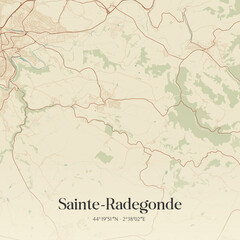 Fototapeta premium Vintage map of Sainte-Radegonde, France.