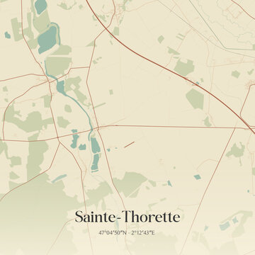 Vintage map of Sainte-Thorette, France.