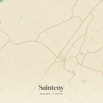 Vintage map of Sainteny, France.
