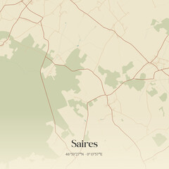 Obraz premium Vintage map of Saires, France.