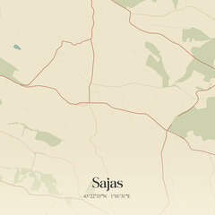 Fototapeta premium Vintage map of Sajas, France.
