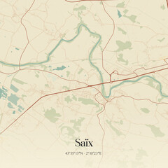 Obraz premium Vintage map of Saïx, France.