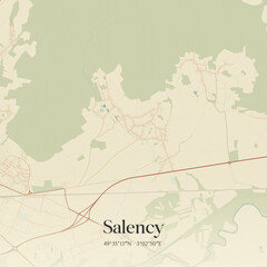Vintage map of Salency, France.