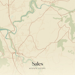 Obraz premium Vintage map of Sales, France.