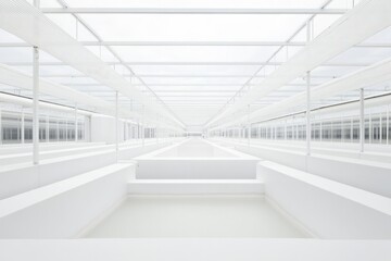 Obraz premium expansive water treatment facility with series of white tanks and pipes showcasing its structured geometry