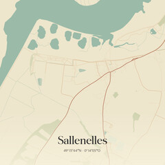 Vintage map of Sallenelles, France.