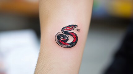 Naklejka premium Fiery Snake Tattoo on the wrist