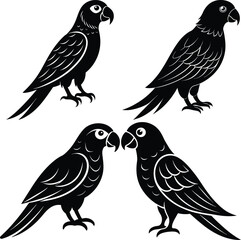 Stylized Parrot Bird Vector Icon Set for Digital & Print Projects