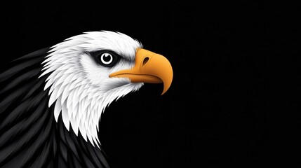 Obraz premium Vulture head silhouette, black and white tribal style animal illustration, vector graphic vulture.