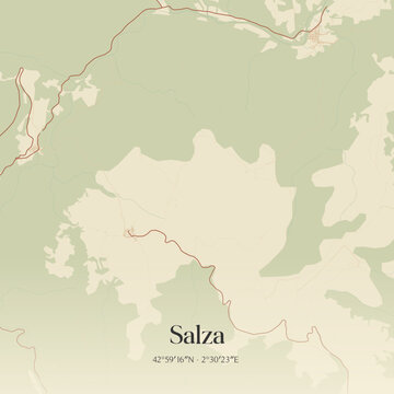 Vintage map of Salza, France.