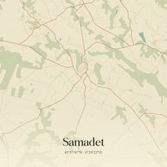 Obraz premium Vintage map of Samadet, France.