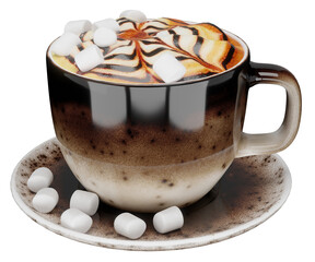 3d rendering cup of cappuccino