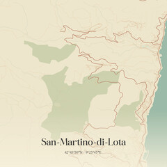 Fototapeta premium Vintage map of San-Martino-di-Lota, France.