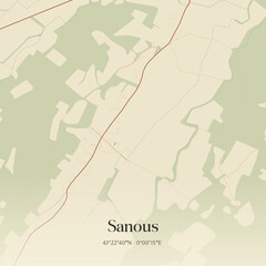 Obraz premium Vintage map of Sanous, France.