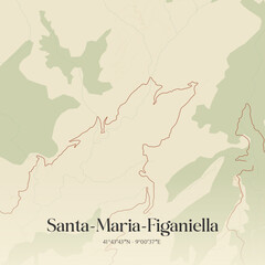 Fototapeta premium Vintage map of Santa-Maria-Figaniella, France.