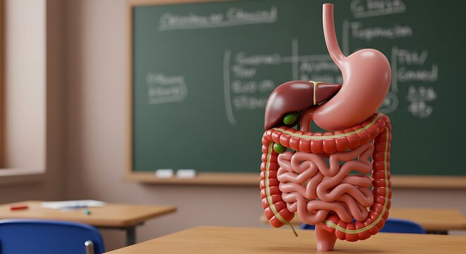 Human Digestive System Model on Blackboard.
