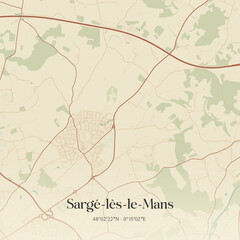 Fototapeta premium Vintage map of Sargé-lès-le-Mans, France.