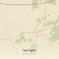 Obraz premium Vintage map of Sarrigné, France.