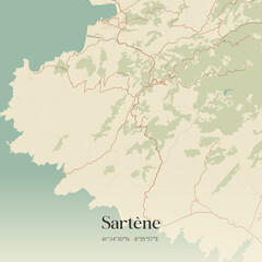Obraz premium Vintage map of Sartène, France.