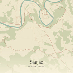 Vintage map of Saujac, France.