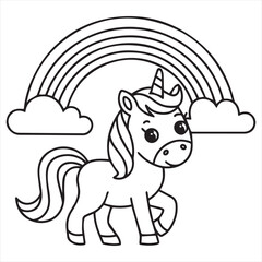 Simple Unicorn Outline Drawing  Fun Coloring Activity for Kids