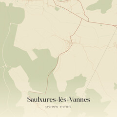 Obraz premium Vintage map of Saulxures-lès-Vannes, France.