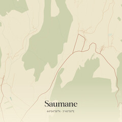 Obraz premium Vintage map of Saumane, France.
