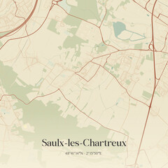 Obraz premium Vintage map of Saulx-les-Chartreux, France.