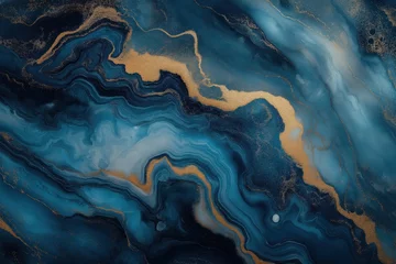 Mesmerizing abstract composition with fluid marble effect and metallic accents