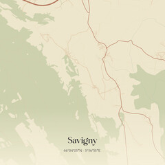 Obraz premium Vintage map of Savigny, France.