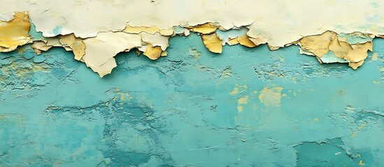 Obraz premium Peeling paint on teal wall