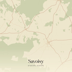Obraz premium Vintage map of Savoisy, France.