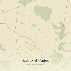 Obraz premium Vintage map of Sceaux-d'Anjou, France.