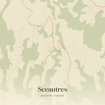 Vintage map of Sceautres, France.